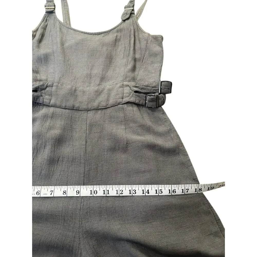 Jonny Cota Women's Chick Buckle Gray Linen Overalls Jumpsuit S Wide‎ Leg Luxury
